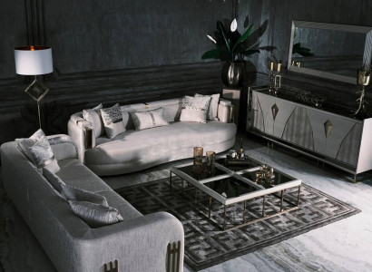 Wohnzimmer Komplette Couchgarnitur Dreisitzer Stoffsofa Set 6tlg Groß